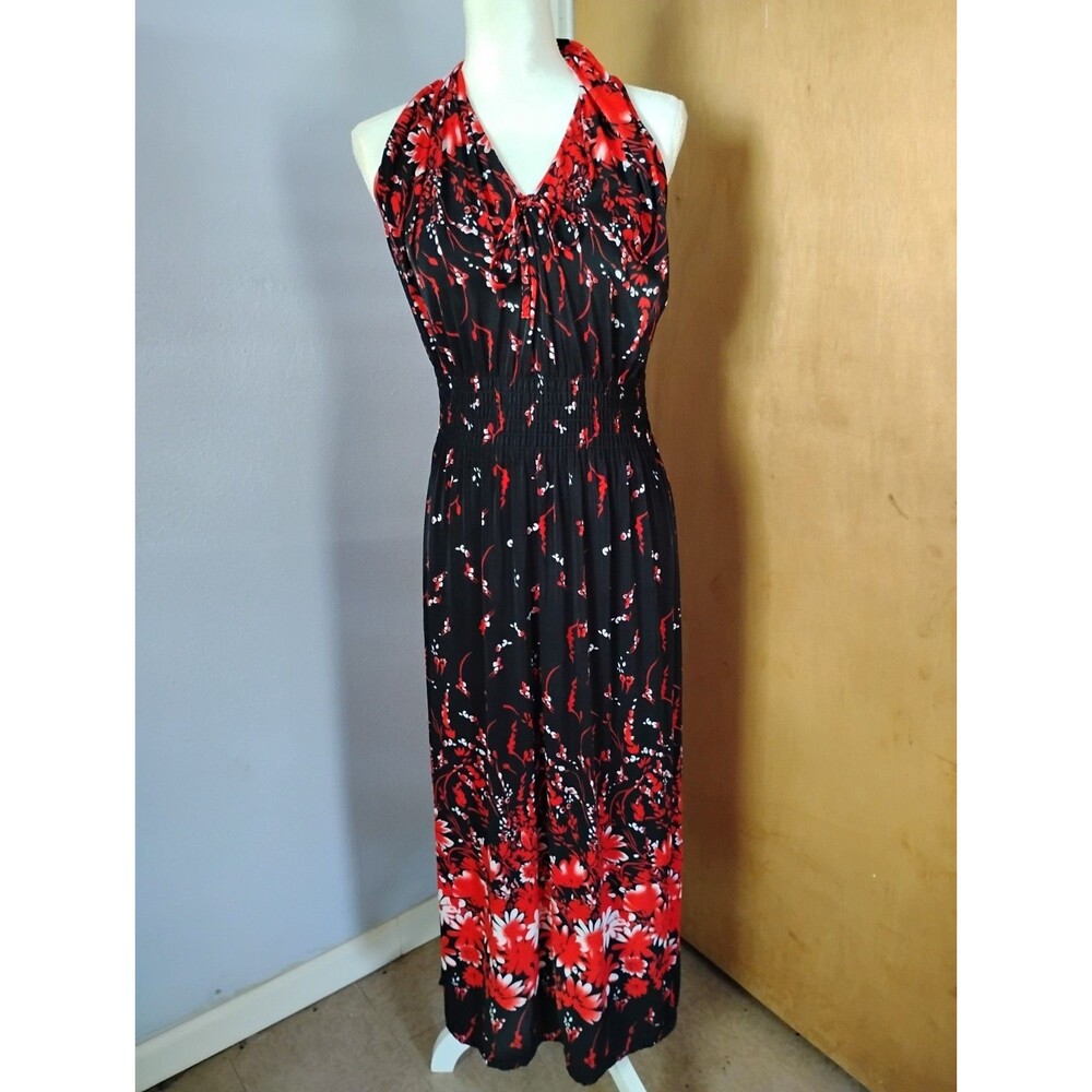 Seven Islands Floral Print Halter Maxi Resort Wedding Guest Boho Dress Size M